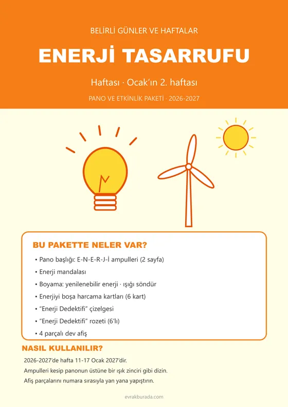 Enerji Tasarrufu Haftası Pano ve Etkinlik Paketi kapağı