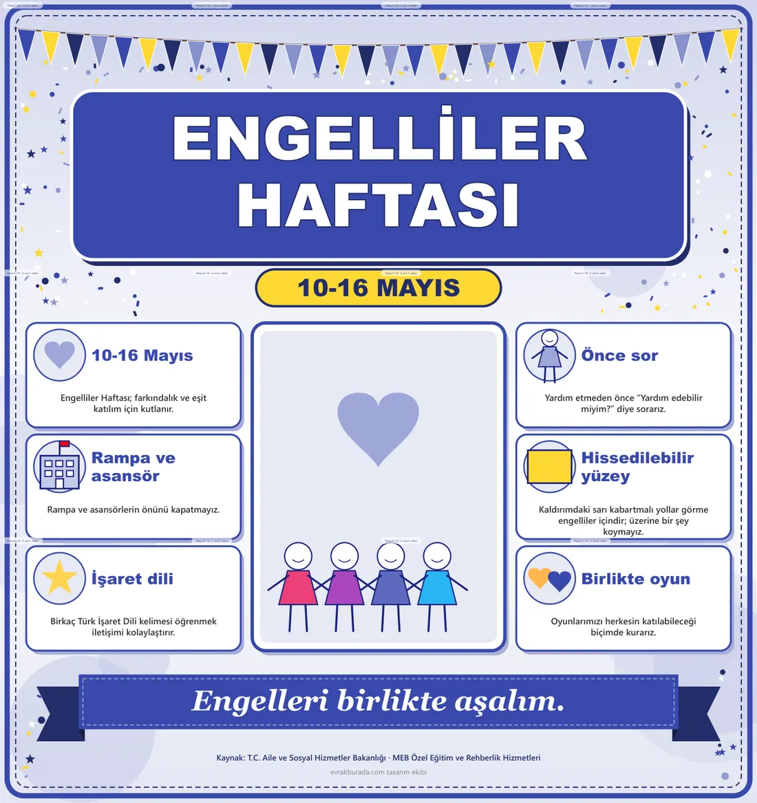 Engelliler Haftası Dev Panosu (12 parça · 84 × 89 cm) birleşik görünüm