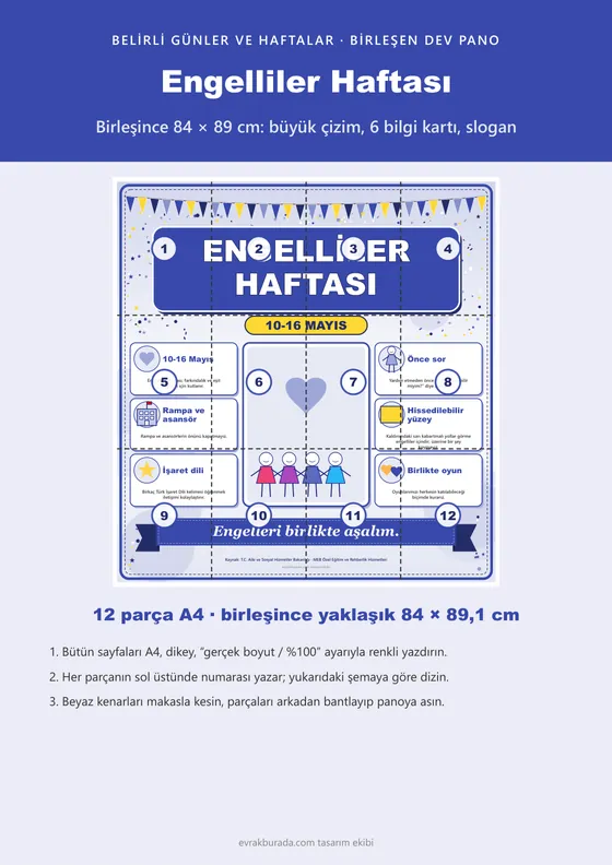 Engelliler Haftası Dev Panosu (12 parça · 84 × 89 cm) kapağı