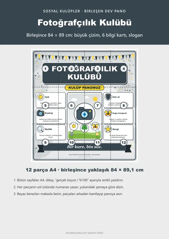 Fotoğrafçılık Kulübü Dev Panosu (12 parça · 84 × 89 cm) kapağı