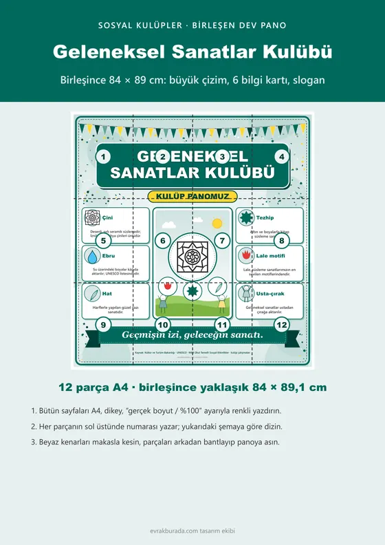 Geleneksel Sanatlar Kulübü Dev Panosu (12 parça · 84 × 89 cm) kapağı
