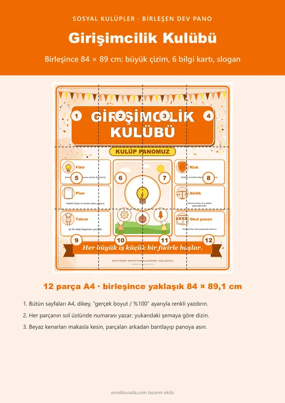 Girişimcilik Kulübü Dev Panosu (12 parça · 84 × 89 cm) kapağı
