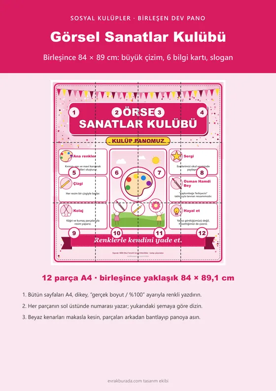 Görsel Sanatlar Kulübü Dev Panosu (12 parça · 84 × 89 cm) kapağı