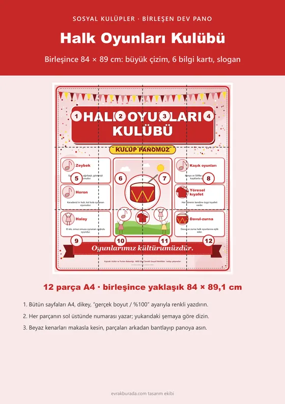 Halk Oyunları Kulübü Dev Panosu (12 parça · 84 × 89 cm) kapağı