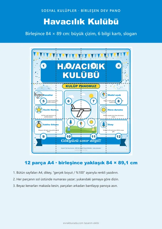 Havacılık Kulübü Dev Panosu (12 parça · 84 × 89 cm) kapağı