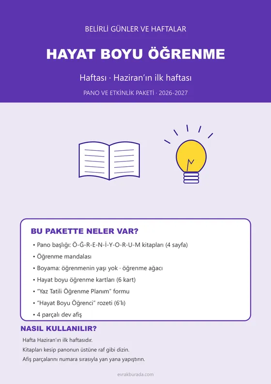Hayat Boyu Öğrenme Haftası Pano ve Etkinlik Paketi kapağı