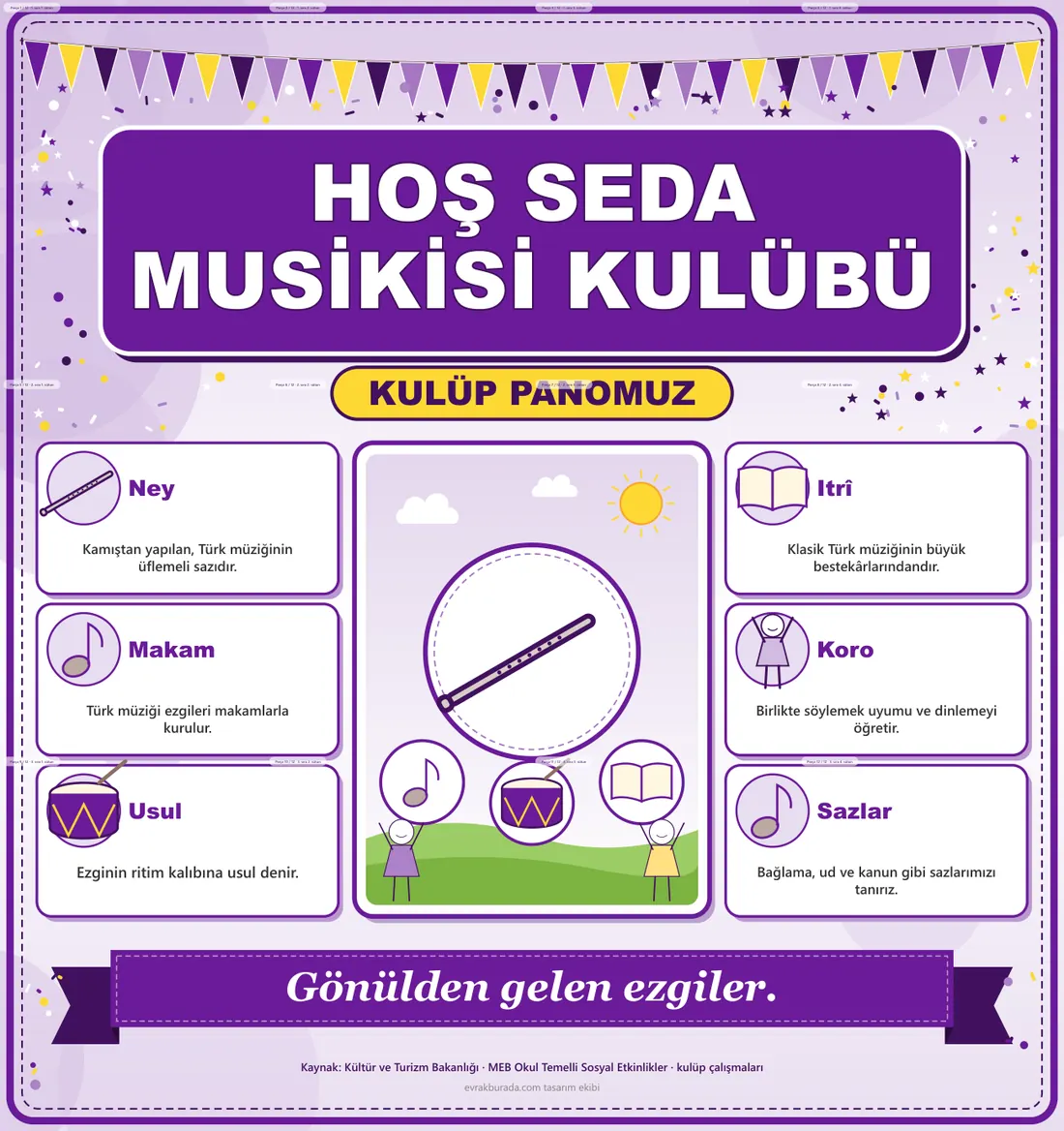 Hoş Seda Musikisi Kulübü Dev Panosu (12 parça · 84 × 89 cm) birleşik görünüm
