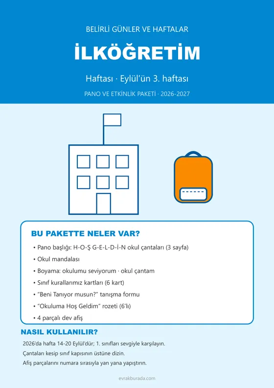 İlköğretim Haftası Pano ve Etkinlik Paketi kapağı
