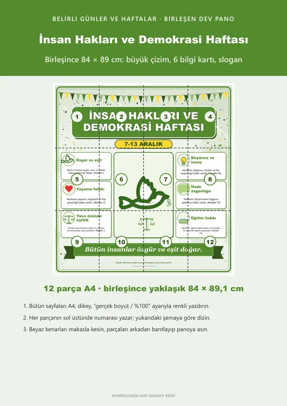 İnsan Hakları ve Demokrasi Haftası Dev Panosu (12 parça · 84 × 89 cm) kapağı