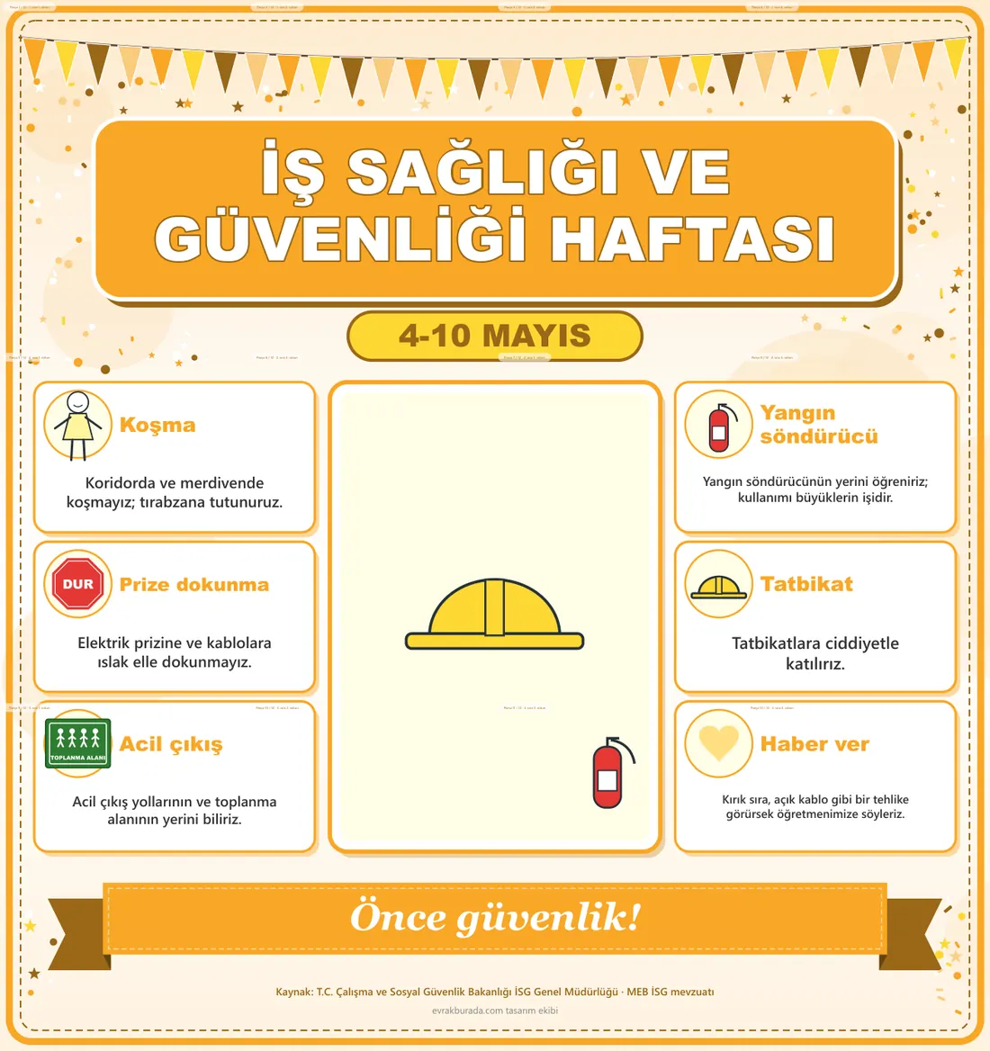 İş Sağlığı ve Güvenliği Haftası Dev Panosu (12 parça · 84 × 89 cm) birleşik görünüm
