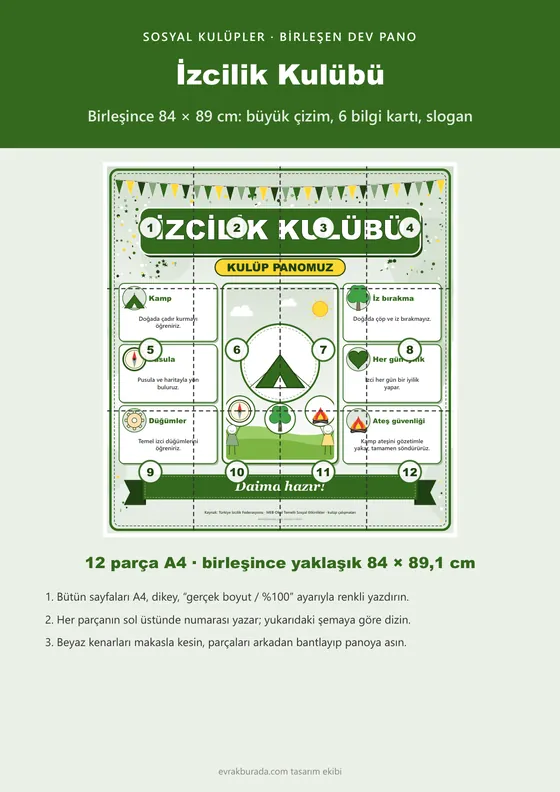 İzcilik Kulübü Dev Panosu (12 parça · 84 × 89 cm) kapağı