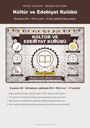 Kültür ve Edebiyat Kulübü Pano Şeridi ve 6 Bilgi Posteri (8 parça · 84 × 59 cm) — 1. sayfa