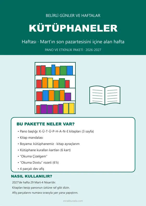 Kütüphaneler Haftası Pano ve Etkinlik Paketi kapağı