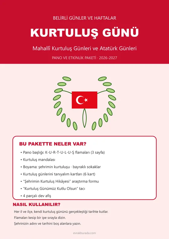 Mahallî Kurtuluş Günleri ve Atatürk Günleri Pano ve Etkinlik Paketi kapağı
