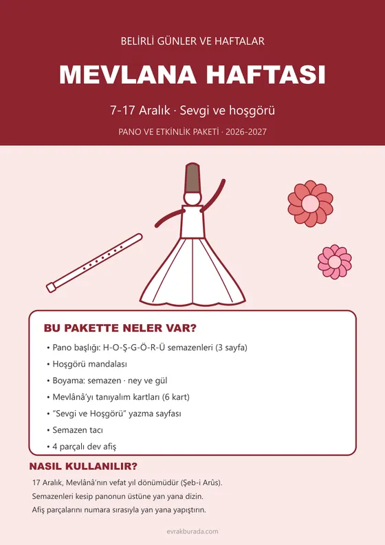 Mevlana Haftası Pano ve Etkinlik Paketi kapağı