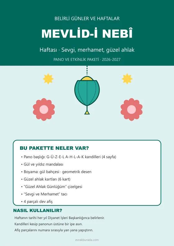 Mevlid-i Nebî Haftası Pano ve Etkinlik Paketi kapağı