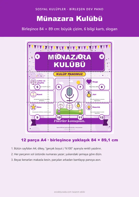 Münazara Kulübü Dev Panosu (12 parça · 84 × 89 cm) kapağı