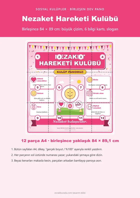 Nezaket Hareketi Kulübü Dev Panosu (12 parça · 84 × 89 cm) kapağı