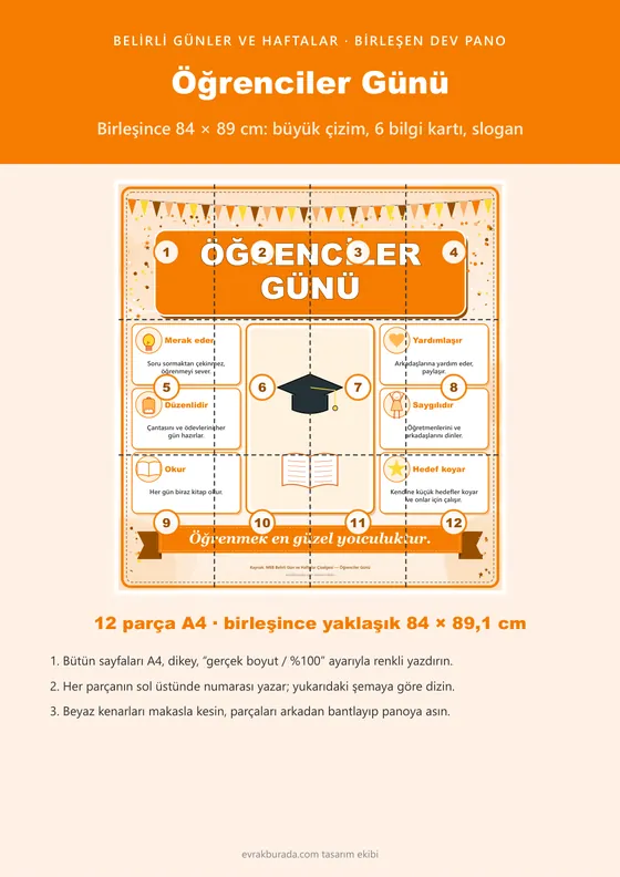 Öğrenciler Günü Dev Panosu (12 parça · 84 × 89 cm) kapağı