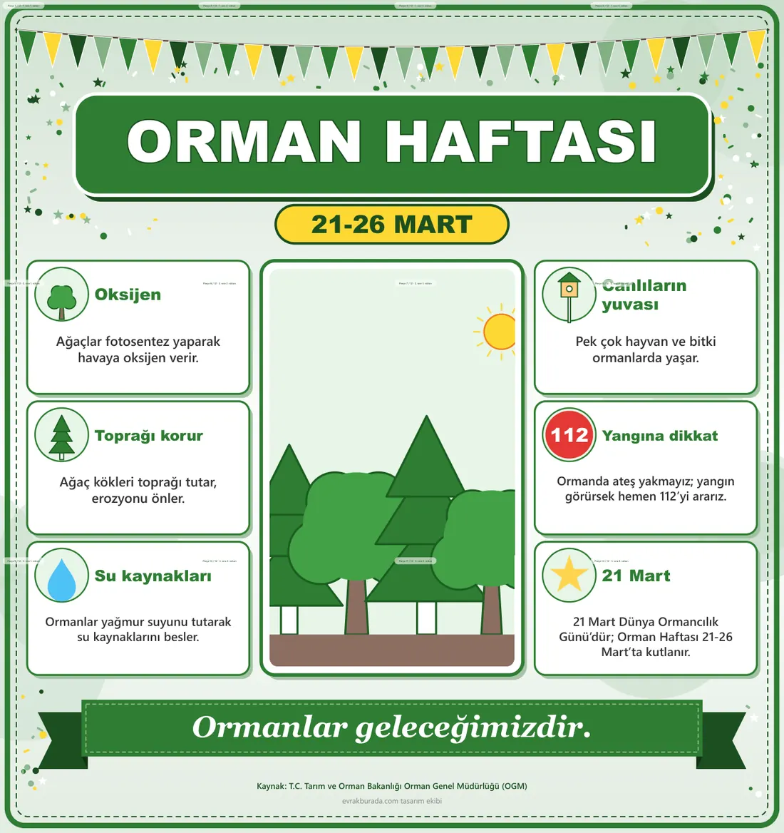 Orman Haftası Dev Panosu (12 parça · 84 × 89 cm) birleşik görünüm