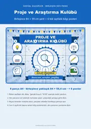 Proje ve Araştırma Kulübü Pano Şeridi ve 6 Bilgi Posteri (8 parça · 84 × 59 cm) — 1. sayfa