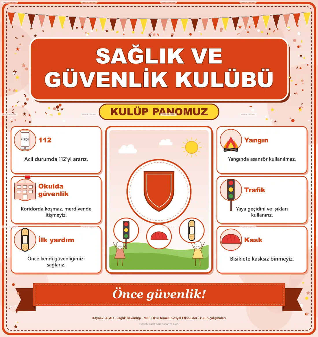 Sağlık ve Güvenlik Kulübü Dev Panosu (12 parça · 84 × 89 cm) birleşik görünüm