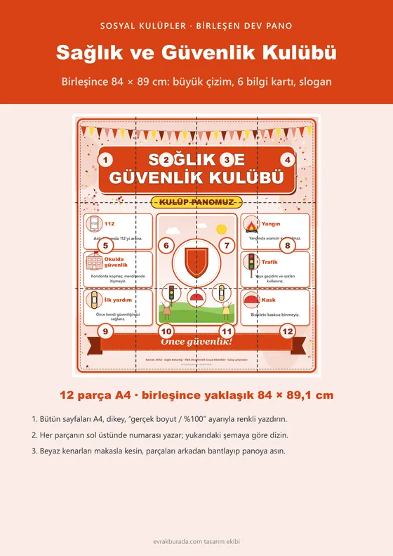 Sağlık ve Güvenlik Kulübü Dev Panosu (12 parça · 84 × 89 cm) kapağı