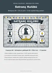 Satranç Kulübü Pano Şeridi ve 6 Bilgi Posteri (8 parça · 84 × 59 cm) — 1. sayfa