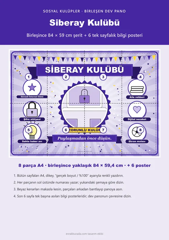 Siberay Kulübü Pano Şeridi ve 6 Bilgi Posteri (8 parça · 84 × 59 cm) kapağı