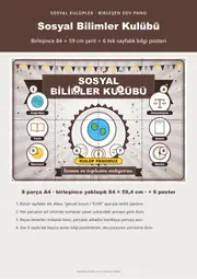 Sosyal Bilimler Kulübü Pano Şeridi ve 6 Bilgi Posteri (8 parça · 84 × 59 cm) — 1. sayfa
