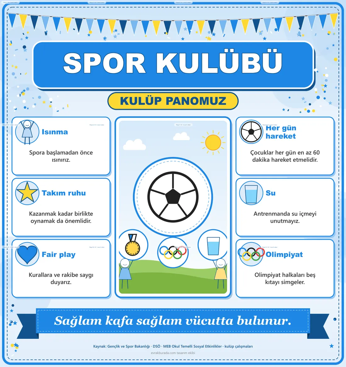 Spor Kulübü Dev Panosu (12 parça · 84 × 89 cm) birleşik görünüm