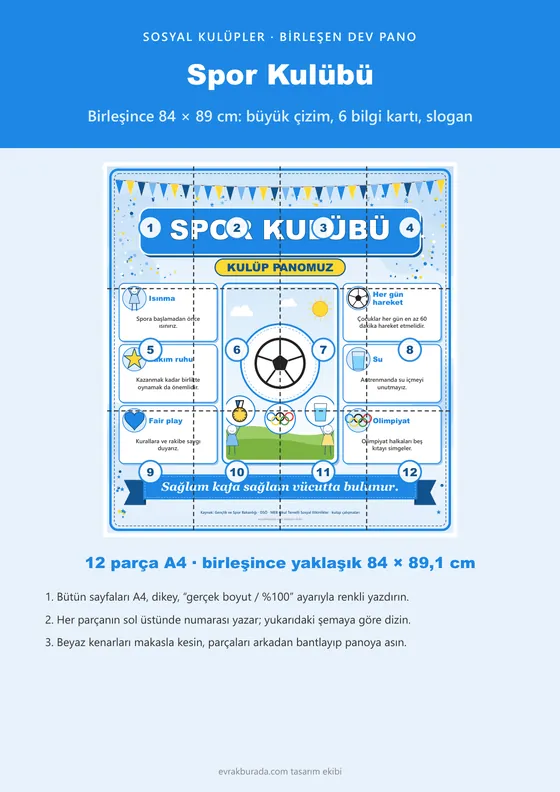 Spor Kulübü Dev Panosu (12 parça · 84 × 89 cm) kapağı
