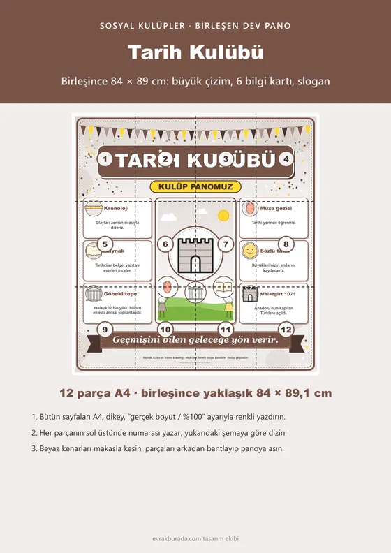 Tarih Kulübü Dev Panosu (12 parça · 84 × 89 cm) kapağı