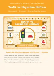 Trafik ve İlkyardım Haftası Pano Şeridi ve 6 Bilgi Posteri (8 parça · 84 × 59 cm) — 1. sayfa