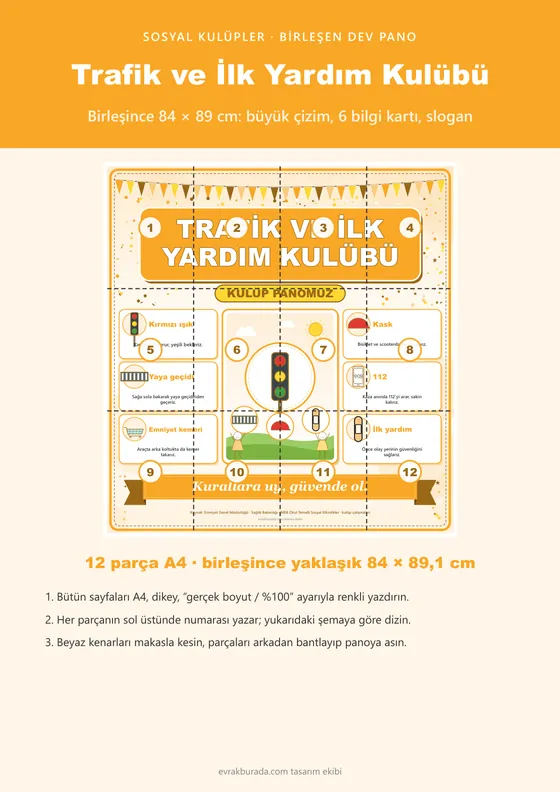 Trafik ve İlk Yardım Kulübü Dev Panosu (12 parça · 84 × 89 cm) kapağı