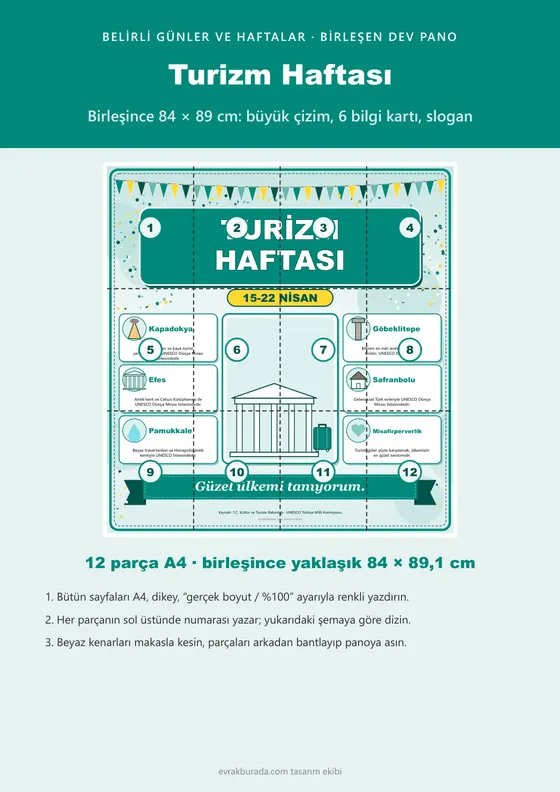 Turizm Haftası Dev Panosu (12 parça · 84 × 89 cm) kapağı