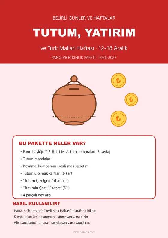 Tutum, Yatırım ve Türk Malları Haftası Pano ve Etkinlik Paketi kapağı