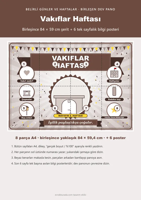 Vakıflar Haftası Pano Şeridi ve 6 Bilgi Posteri (8 parça · 84 × 59 cm) kapağı