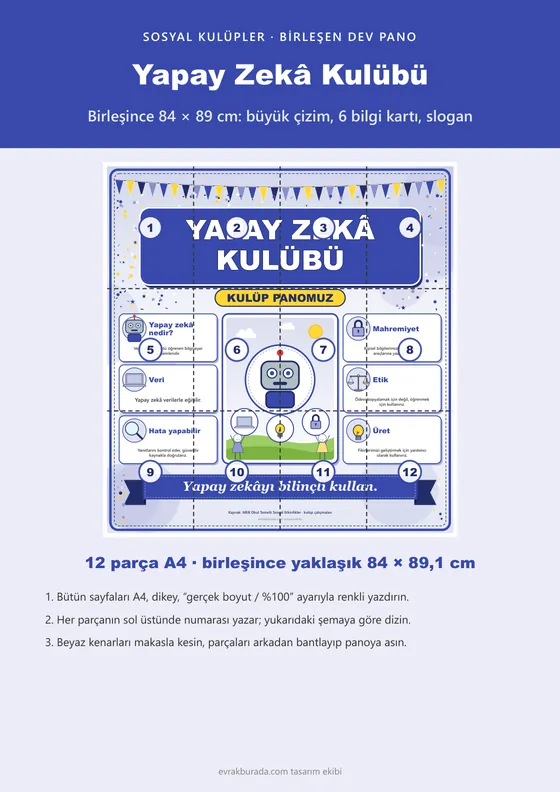 Yapay Zekâ Kulübü Dev Panosu (12 parça · 84 × 89 cm) kapağı