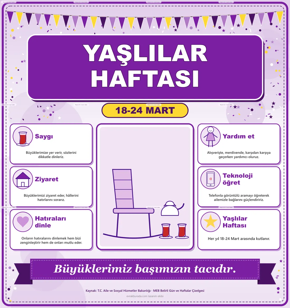Yaşlılar Haftası Dev Panosu (12 parça · 84 × 89 cm) birleşik görünüm