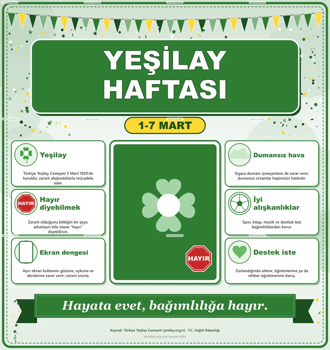 Yeşilay Haftası Dev Panosu (12 parça · 84 × 89 cm) birleşik görünüm
