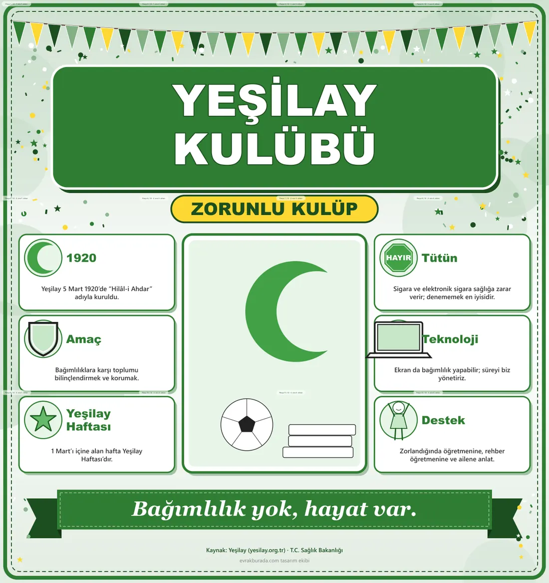 Yeşilay Kulübü Dev Panosu (12 parça · 84 × 89 cm) birleşik görünüm